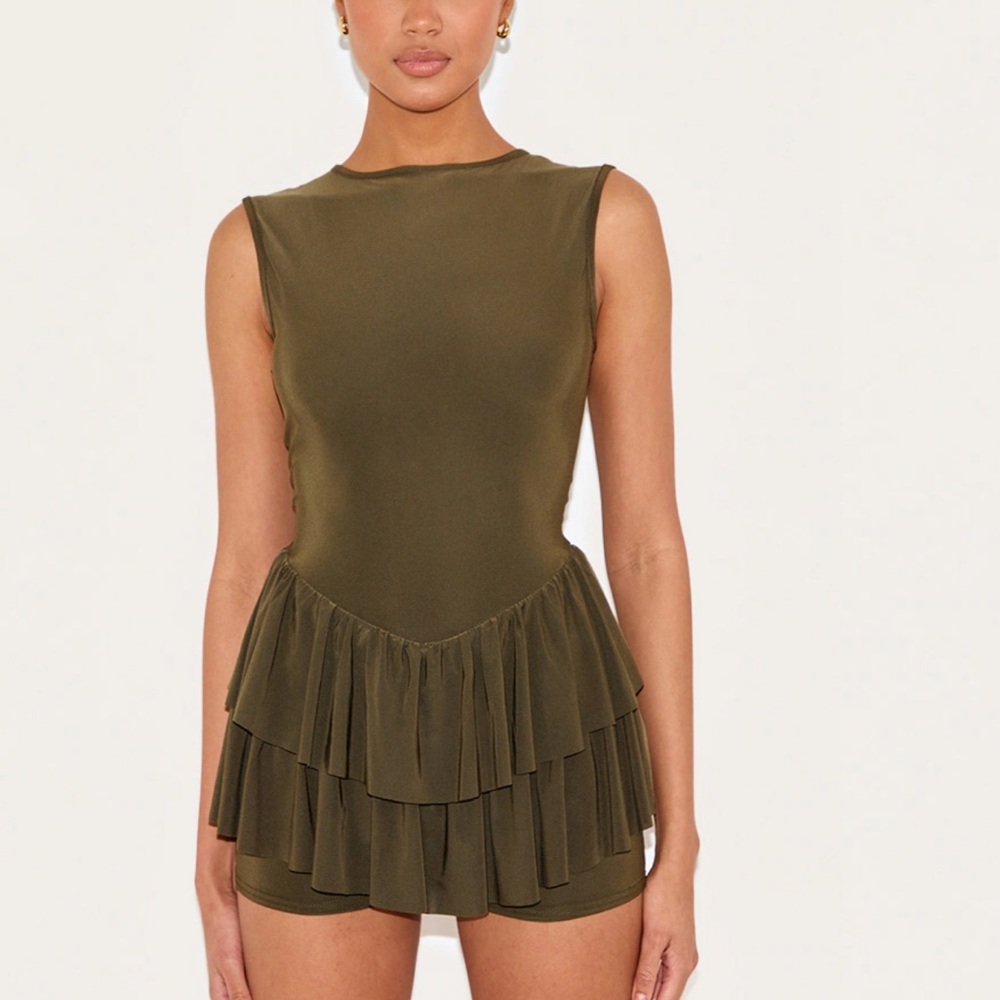 PLT KHAKI SLINKY RARA SKORT ROMPER